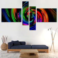 Load image into Gallery viewer, Modern Abstract Canvas Wall Art Green Purple Abstract Spiral Multiple Canvas Colorful Abstract Fractal Pattern     4 Piece For Your Living Room
