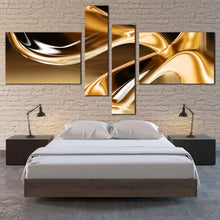 Load image into Gallery viewer, Modern Abstract Canvas Wall Art Liquid Gold Abstract Bedroom 4 Piece Canvas Artwork Contemporary Brown Abstract Canvas Print In Bedroom
