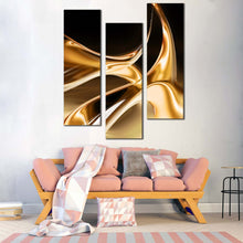 Load image into Gallery viewer, Modern  Abstract  Canvas  Wall  Art  Liquid  Gold  Abstract  Living  Room  3  Piece  Canvas  Artwork  Contemporary  Brown  Abstract  Canvas  Print In Living Room
