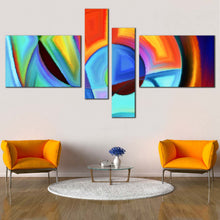 Load image into Gallery viewer, Modern Abstract Canvas Wall Art Living Room Abstract Similar 4 Piece Canvas Blue Orange Contemporary Shape Canvas Print In Living room

