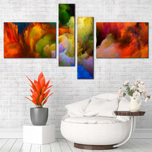 Load image into Gallery viewer, Modern Abstract Canvas Wall Art Orange Green Composition Abstract 4 Piece Multi Canvas Abstract Fractal   Canvas Print In Living room
