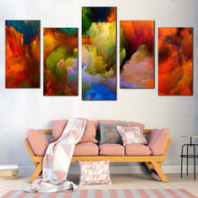 Load image into Gallery viewer, Modern Abstract Canvas Wall Art Orange Green Composition Abstract 5 Piece Multi Canvas Abstract Fractal  Canvas Print In Your Living Room
