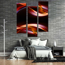 Load image into Gallery viewer, Modern  Abstract  Canvas  Wall  Art  Orange  Red  Abstract  Waves  Bedroom  3  Piece  Canvas  Print  Blue  Abstract  Digital  Illustration  Triptych  Multi  Canvas In Bedroom
