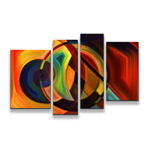 Modern Abstract Canvas Wall Art Sophisticated Colorful Circle Shapes Canvas Print Modern Art Composition Forms 4 Piece Canvas