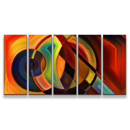 Modern Abstract Canvas Wall Art Sophisticated Colorful Circle Shapes Canvas Set Modern Art Composition Forms 5 Piece Canvas Print