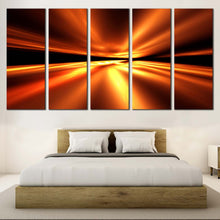 Load image into Gallery viewer, Modern Abstract Canvas Wall Art Yellow Abstract Lights  5 Piece Canvas Orange Abstract Pattern Canvas Print For Bedroom
