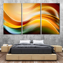 Load image into Gallery viewer, Modern Abstract Canvas Wall Art Yellow Green Waves  Triptych Canvas Print Abstract Digital Illustration 3 Piece Canvas For Bedroom
