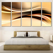 Load image into Gallery viewer, Modern Abstract Canvas Wall Art Yellow Waves Canvas Print Black Abstract Digital Illustration  5 Piece Canvas For Your Bedroom
