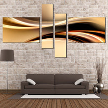 Load image into Gallery viewer, Modern Abstract Canvas Wall Art Yellow Waves Canvas Print Black Abstract Digital Illustration   4 Piece Canvas In Living Room
