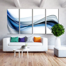 Load image into Gallery viewer, Modern Blue Multi Panel Canvas Prints of Abstract Wave pattern In Living room
