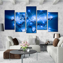 Load image into Gallery viewer, Modern Navy Blue World Map Multi Panel Canvas For Room Decor For Living Room
