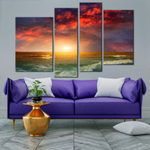 Load image into Gallery viewer, Modern Orange Dawn Indian Beach Multi Panel canvas prints 
