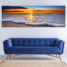 Load image into Gallery viewer, Modern  Seascape  Scene  In  the  white  Ocean  wave  sand  Multi  Panel  Art  Work In Living Room
