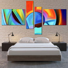 Load image into Gallery viewer, Modern Shapes Canvas Print Bedroom Contemporary Orange Abstract 4 Piece Canvas Wall Art Blue Abstract Similar Multi Canvas In Bedroom
