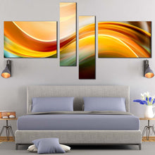 Load image into Gallery viewer, Modern Waves Canvas Print Abstract Digital Illustration 4 Piece Canvas Wall Art Green Yellow Wavy Abstract Bedroom Multi Canvas For Bedroom
