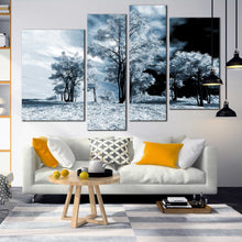 Load image into Gallery viewer, Modern White And Black Forest Trees 4 Piece canvas photography
