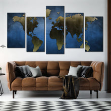 Load image into Gallery viewer, Modern grey World Map Multi Panel Canvas For Room Decor In Living Room

