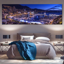 Load image into Gallery viewer, Monaco  City  Canvas  Wall  Art  Blue  Sky  Harbors  Canals  Cityscape  Bedoom  1  Piece  Canvas  City  Beach  Mountains  at  Night  Canvas  Print For Bedroom

