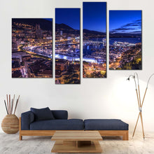 Load image into Gallery viewer, Monaco City Canvas Wall Art Blue Sky Harbors Canals Cityscape  4 Piece Canvas
