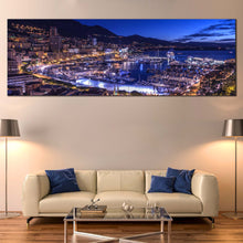 Load image into Gallery viewer, Monaco  Harbor  Canvas  Print  City  Beach  Mountains  at  Night  Living  Room  1  Piece  Canvas  Wall  Art For Living Room
