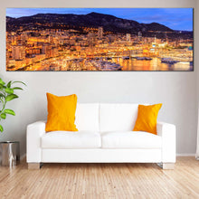 Load image into Gallery viewer, Monaco  Harbour  Canvas  Wall  Art  French  Riviera  Yellow  Cityscape  Living  Room  1  Piece  Canvas  Monte  Carlo  Beach  Canvas  Print In Living Room
