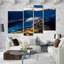 Load image into Gallery viewer, Montenegro Bay City Mountains Snow landscape home decoration 4 piece canvas photography
