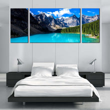 Load image into Gallery viewer, Moraine Lake Canvas Wall Art Green Banff National Park Canvas Artwork  Alberta Blue Ocean Mountain Triptych Canvas Print For Bedroom
