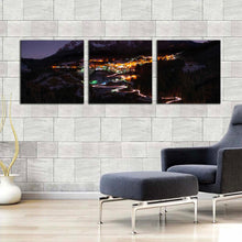 Load image into Gallery viewer, Mountain Landscape Canvas Wall Art Yellow City Mountain Canvas Print Blue Sky Mountains 3 Piece Multiple Canvas In Living Room
