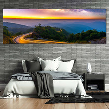 Load image into Gallery viewer, Mountain Landscape Canvas WallArt  Yellow Sunset Light Trail 1 Piece Canvas Art work  BlueMountains Scenery Canvas Print For Bedroom
