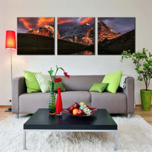 Load image into Gallery viewer, Mountain Reflection Canvas Wall Art Green Landscape Canvas Print Cloudy Sunset Mountain River 3 Piece Multi Canvas Artwork For Living Room
