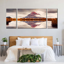 Load image into Gallery viewer, Mountain Scenery Canvas Wall Art New Zealand White Mount Taranaki 3 Piece Multiple Canvas Brown Mountain Canvas Print For Bedroom
