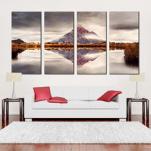 Load image into Gallery viewer, Mountain Scenery Canvas Wall Art New Zealand White Mount Taranaki 4 Piece Multiple Canvas Brown Mountain Canvas Print In Living Room
