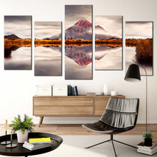 Load image into Gallery viewer, Mountain Scenery Canvas WallArt New Zealand White Mount Taranaki 5 Piece Multiple Canvas Brown Mountain Canvas Print For Your Living Room
