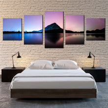 Load image into Gallery viewer, Mountain Sea Canvas Wall Art Landscape Mountain Milky Way 5 Piece Canvas Print Thailand Blue Purple Night Galaxy Multiple Canvas For Bedroom
