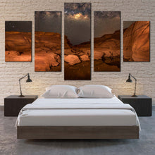 Load image into Gallery viewer, Mountain  Desert  Canvas  Print  Grey  Milky  Way  Starry  Sky  Multi  Canvas  Brown  Grand  Canyon  Desert  Canvas  Set  Sampanbok  Natural  Stone  Park    5  Piece  Canvas  Wall  Art For Bedroom
