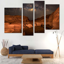 Load image into Gallery viewer, Mountain Desert Canvas Print Grey Milky Way Starry Sky Multi Canvas Brown Grand Canyon Desert Canvas Set Sampanbok Natural Stone Park  4 Piece Canvas Wall Art In Living Room
