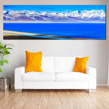 Load image into Gallery viewer, Mountain  Lake  Canvas  Wall  Art  Blue  Ocean  Mountains  Multi  Canvas  Artwork  Tibet  White  Snowy  Mountain  Living  Room  1  Piece  Canvas  Print In Living Room
