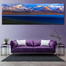 Load image into Gallery viewer, Mountain Lake Canvas Wall Art China Yellow Tibet Sunrise Canvas Artwork Blue Nam Lake Ocean Mountains Living Room 1 Piece Canvas Print For Living Room
