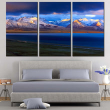 Load image into Gallery viewer, Mountain Lake Canvas Wall Art China Yellow Tibet Sunrise Multi Canvas Blue Nam Lake Ocean Mountains  3 Piece CanvasPrint For Bedroom
