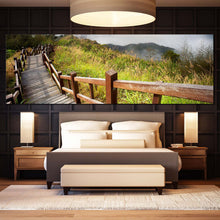 Load image into Gallery viewer, Mountain  Scenery  Canvas  Print  Green  Forest  Wooden  Path  Canvas  Set  Beautiful  Grey  Sky  Bedroom  1  Piece  Canvas  Wall  Art For Bedroom
