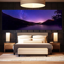 Load image into Gallery viewer, Mountain  Water  Canvas  Wall  Art  Milky  Way  Purple  Starry  Night  Canvas  Print  Black  Galaxy  Mountain  1  Piece  Multiple  Canvas For Bedroom
