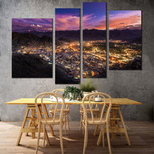 Load image into Gallery viewer, Mountains Town Canvas Wall Art Yellow Leh Ladakh City Canvas Print India Blue Cloudy Sky Mountain Canvas Artwork
