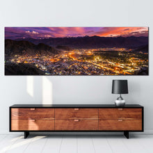 Load image into Gallery viewer, Mountains Town Canvas Wall Art Yellow Leh Ladakh City Panoramic Canvas Print India Blue Cloudy Sky Mountain Canvas Artwork In Living Room
