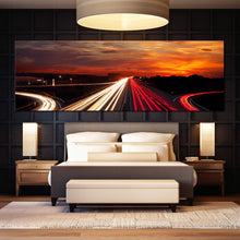 Load image into Gallery viewer, Moving  car  light  trail  through  twilight  city  roads  at  night  paronamic  home  decor For Bedroom
