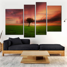 Load image into Gallery viewer, Multi panel canvas Alone Tree Green Fields at Sunset 
