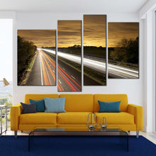 Load image into Gallery viewer, Multi panel motorway bridge traffic lights at evening 4 piece wall art
