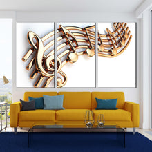 Load image into Gallery viewer, Music Notes Metal Wall Art triptych canvas prints In Living Room
