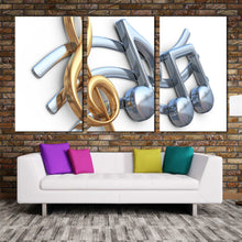 Load image into Gallery viewer, Music Notes Metal Wall Art triptych canvas prints In Living Room
