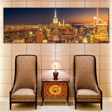 Load image into Gallery viewer, NYC  Midtown  Canvas  Wall  Art  Yellow  Manhattan  City  Lights  Living  Room  1  Piece  Canvas  Print  New  York  Empire  State  Builiding  Wide  Canvas For Living Room
