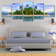 Load image into Gallery viewer, Natural beauty of the tropical island beach 5 piece canvas wall art In Bedroom
